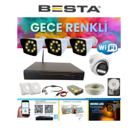Arna 3 Dış 1 Iç 4 Kameralı Gece Renkli Wıfı Ozellikli 1 Tb HDD Dahil Güvenlik Kamera Seti - ST02410WR