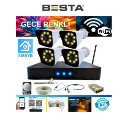 Arna 5 Mp Lens 2 Mp 1080P Gece Renkli 4 Kameralı Wıfı Özellikli Kamera Seti 4 Tb HDD - WF-40024W