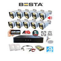 Arna 10 Kameralı 5 Mp Sesli Warm LED Waterproof 3.6 mm Lens H.265 Ahd Güvenlik Seti - ST510