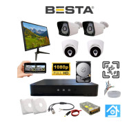 Arna 2 Dış 2 Iç Kameralı Monitör ve 1 Tb HDD Dahil Ahd Güvenlik Kamerası SETİ - ST421MT