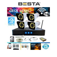 Arna 5 Mp Lens 2 Mp 1080P Gece Renkli 4 Kameralı Wıfı Özellikli Kamera Seti 2 Tb HDD - WF-20024W