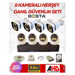 Arna 4 Iç 4 Dış 8 Kameralı Gece Renkli Sesli 5 Mp 320GB HDD Dahil Ahd Güvenlik Kamera Seti - ST58320SW