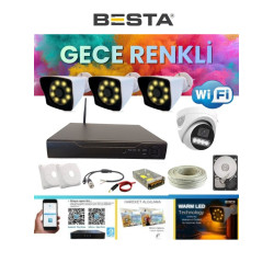 Arna 3 Dış 1 Iç 4 Kameralı Gece Renkli Wıfı Ozellikli 500 GB HDD Dahil Güvenlik Kamera Seti - ST024500WR