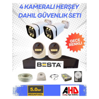 Arna 2 Iç 2 Dış 4 Kameralı Gece Renkli Sesli 5 Mp 320 GB HDD Dahil Ahd Güvenlik Kamera Seti - ST54320SW