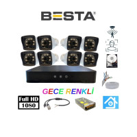 Arna 5mp Lens 2mp 1080P Warm LED 8 Kameralı 250GB Harddisk Dahil Güvenlik Kamerası Seti - ST-28250W