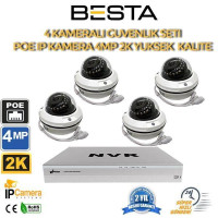 4 Kameralı 4MP 2K 2.8-12MM Varfiocal IP POE Güvenlik Seti BG-1124