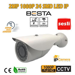 2.0 MP 1080P 24 SMD LED BULLET IP KAMERA SES DESTEKLİ BT-1807