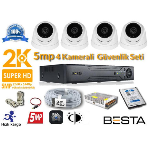 5MP 4 Kameralı  AHD Güvenlik Seti KD-1823