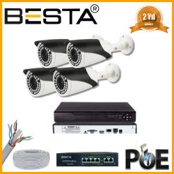 Besta 5 MP 1440P 4 Kameralı IP POE Güvenlik Seti KD-2544