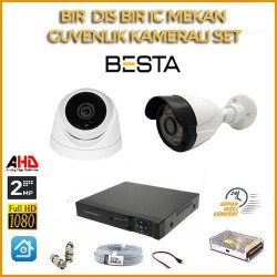 2 MP 1080P 1 İç Mekan 1 Dış mekan Kameralı Ahd Güvenlik Seti KD-5203