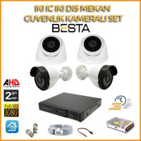 2 MP 1080P 2 İç Mekan 2 dış Mekan 4 Kameralı Ahd Güvenlik Seti KD-5205