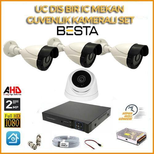 2 MP 1080P 3 Dış Mekan 1 İç Mekan Kameralı Ahd Güvenlik Seti KD-5207