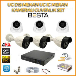 2MP 1080P 3 Dış Mekan 3 İç Mekan Kameralı Ahd Güvenlik Seti KD-5243