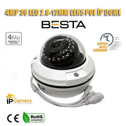 4MP 2.8MM-12 mm lens 30 LED  IP POE Dome  Güvenlik Kamerası KD-6040