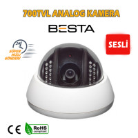 700 TV Line Gece Görüşlü Sesli IR Dome Analog Kamera KD-7003