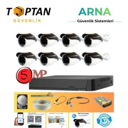 Arna Gerçek 5 Mp Metal Kasa 8 Kameralı Ahd Güvenlik Seti 320 GB HDD Dahil - ST85320GM-1