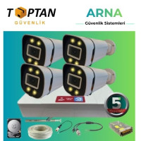 Arna 5 Mp 4 Kameralı Gece Renkli Sesli 250GB HDD Dahil Ahd Güvenlik Seti - ST25025-1
