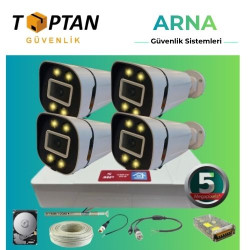 Arna 5 Mp 4 Kameralı Gece Renkli Sesli 250GB HDD Dahil Ahd Güvenlik Seti - ST25025-1