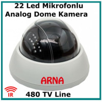 Mikrofonlu Gece Görüşlü 480 TVL Analog Güvenlik Kamerası ARN-808