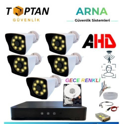 Arna 5 Kameralı 2 Mp 1080 P 3.6 mm Geniş Açılı 250 GB Hard Disk Dahil Güvenlik Kamera Seti - ST25250-1