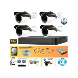 Arna Gerçek 5 Mp Metal Kasa 4 Kameralı Ahd Güvenlik Seti 250 GB HDD Dahil - ST45250GM