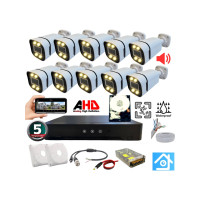 Arna 10 Kameralı 5 Mp Sesli Warm LED Waterproof 3.6 mm Lens H.265 2 Tb HDD Dahil Ahd Güvenlik Seti - ST5102