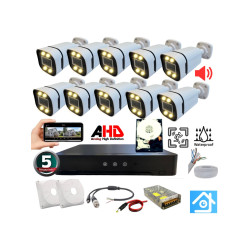Arna 10 Kameralı 5 Mp Sesli Warm LED Waterproof 3.6 mm Lens H.265 2 Tb HDD Dahil Ahd Güvenlik Seti - ST5102
