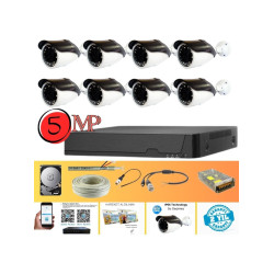 Arna Gerçek 5 Mp Metal Kasa 8 Kameralı Ahd Güvenlik Seti 2 Tb HDD Dahil - ST85200GM