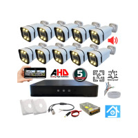 Arna 10 Kameralı 5 Mp Sesli Warm LED Waterproof 3.6 mm Lens H.265 Ahd Güvenlik Seti - ST510