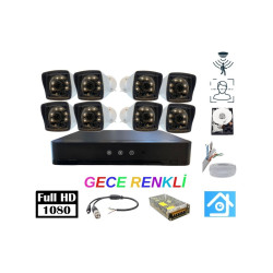 Arna 5mp Lens 2mp 1080P Warm LED 8 Kameralı 250GB Harddisk Dahil Güvenlik Kamerası Seti - ST-28250W