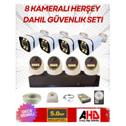 Arna 4 Iç 4 Dış 8 Kameralı Gece Renkli Sesli 5 Mp 320GB HDD Dahil Ahd Güvenlik Kamera Seti - ST58320SW