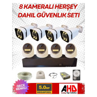 Arna 4 Iç 4 Dış 8 Kameralı Gece Renkli Sesli 5 Mp 250 GB HDD Dahil Ahd Güvenlik Kamera Seti - ST58250SW