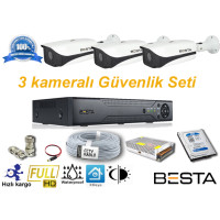 Besta KD-103  3 Dış mekan Kameralı Herşey dahil Güvenlik kamera seti