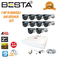 Besta 2MP Ahd 1080P Gece Görüşlü 10 Kameralı  Güvenlik Sistemi KD-1560