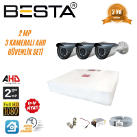 Besta 2MP Ahd 1080P Gece Görüşlü 3 Kameralı  Güvenlik Sistemi KD-1553