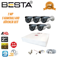 Besta 2 MP Ahd 1080P Gece Görüşlü 5 Kameralı Güvenlik Sistemi KD-1555