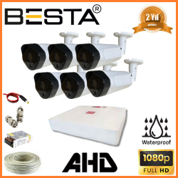 Besta 2 MP 1080P 6 Dış Mekan Kameralı AHD Güvenlik Seti KD-1956