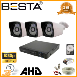 Besta 2 MP 1080P 3 Dış Mekan Kameralı AHD Güvenlik Seti KD-2123