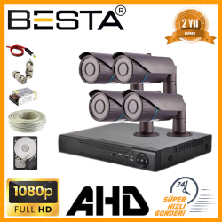 Besta 2 MP 1080P 4 Kameralı Harddisk Dahil AHD Güvenlik Seti KD-3034