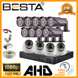 Besta 2MP 1080P 9 Dış 4 İç Mekan Kameralı AHD Güvenlik Seti KD-8813