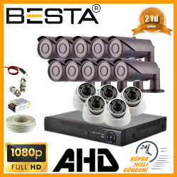 Besta 2MP 1080P 10 Dış 5 İç Mekan Kameralı AHD Güvenlik Seti KD-8815