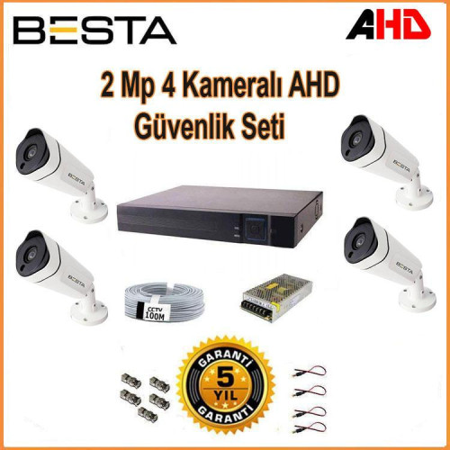 Besta KD-1814 2Mp Ahd 1080P Gece Görüşlü 4 Kameralı Güvenlik Sistemi