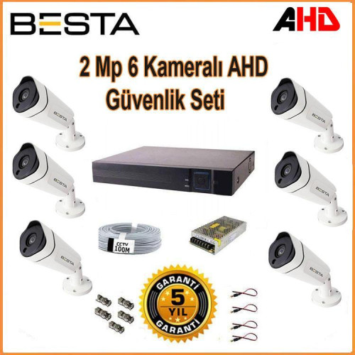 Besta KD-1816 2Mp Ahd 1080P Gece Görüşlü 6 Kameralı Güvenlik Sistemi