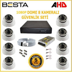 Besta KD-2320 2Mp Ahd 1080P Gece Görüşlü 8 Kameralı Dome Güvenlik Sistemi ( 1TB HDD )