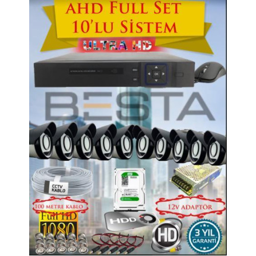 Besta KD-4160 2Mp Ahd 1080P 10 Kameralı Güvenlik Seti