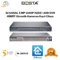32 KANAL 5 MP 1440P H265+ AHD DVR Güvenlik Kamerası Kayıt Cihazı