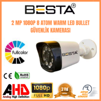 2 MP 1080P AHD 8 ATOM WARM LED SU GEÇİRMEZ DIŞ MEKAN GÜVENLİK KAMERASI KD-1015