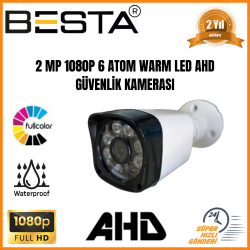 2 MP 1080P AHD 6 ATOM WARM LED SU GEÇİRMEZ DIŞ MEKAN GÜVENLİK KAMERASI KD-1016