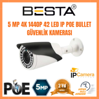 5 MP 4K 1440P 42 LED IP POE Bullet Güvenlik Kamerası KD-5061