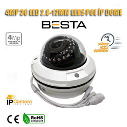 4MP 2.8MM 12mm lens 30 LED IP POE Dome Güvenlik Kamerası KD-6040
